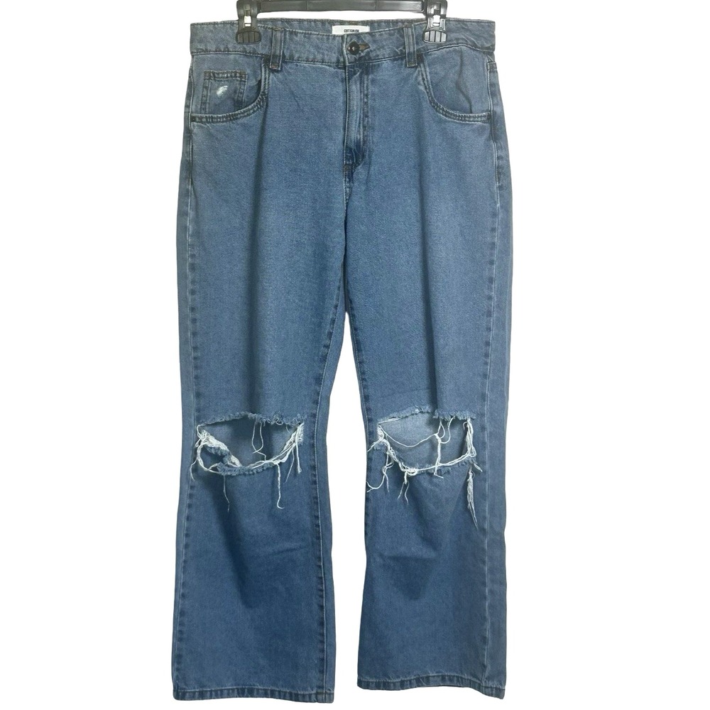 Cotton On Women's Low Rise Baggy Jeans Size 8 Distressed Casual Wide Leg Relaxed